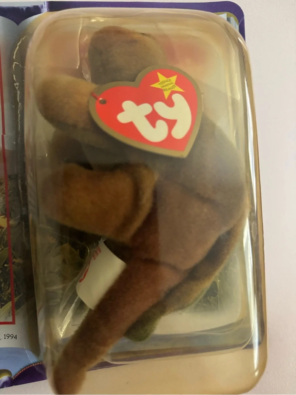 Vintage 2000s Ty Steg the Stegosaurus Teenie Beanie baby from McDonalds.